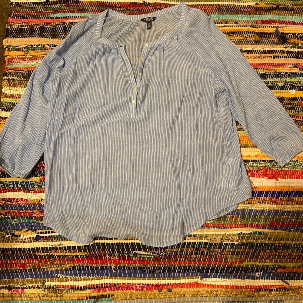 Women’s Chaps Blue & White Top Size L